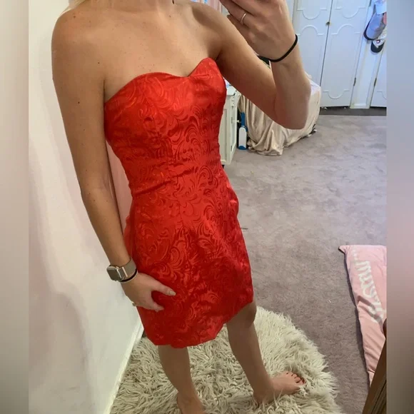 Vintage | Dresses | Vintage Red Strapless Sweetheart Mini Dress Sz 2 |  Poshmark